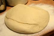 Risen dough on surface